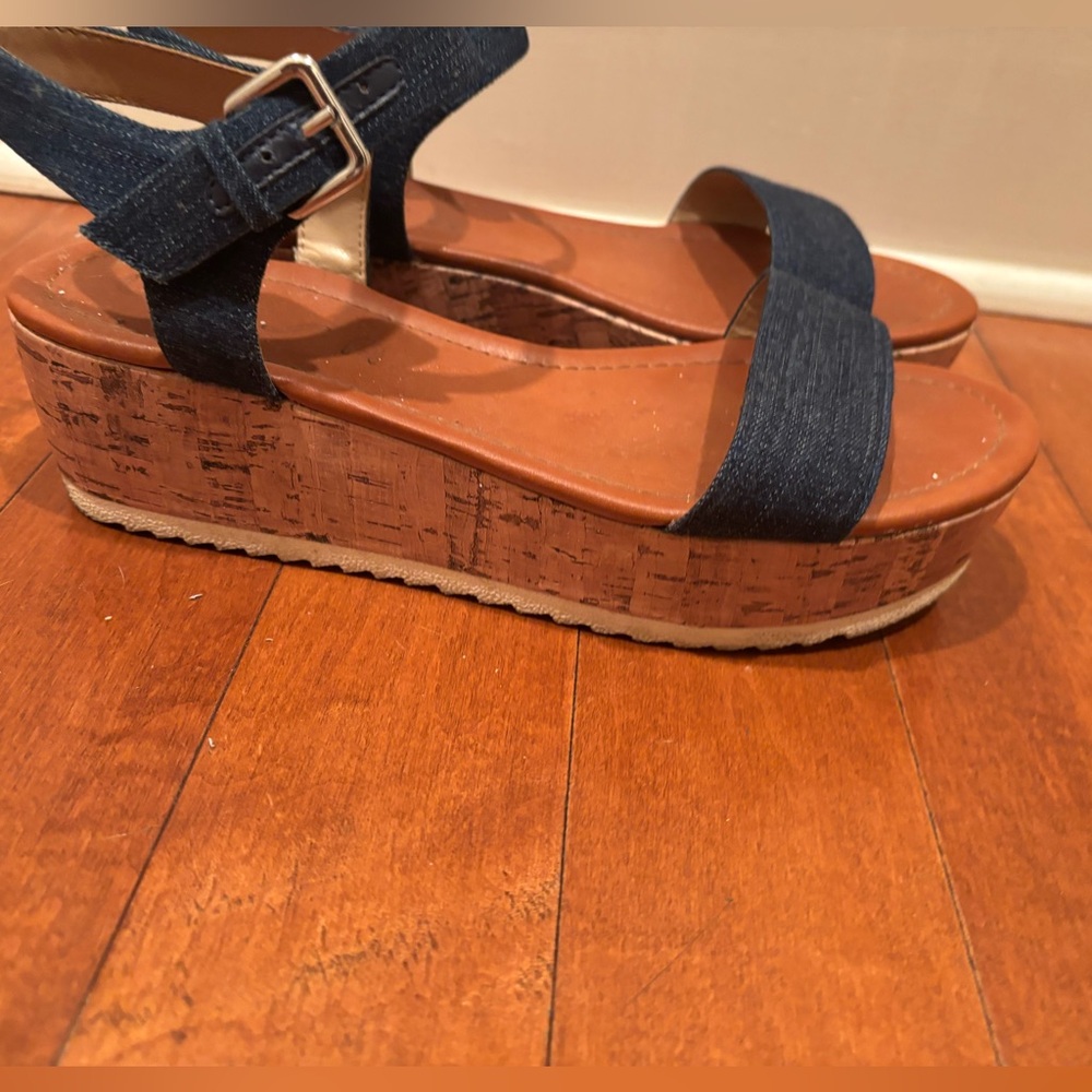 Unisa Karder Wedge Denim Sandals size 8